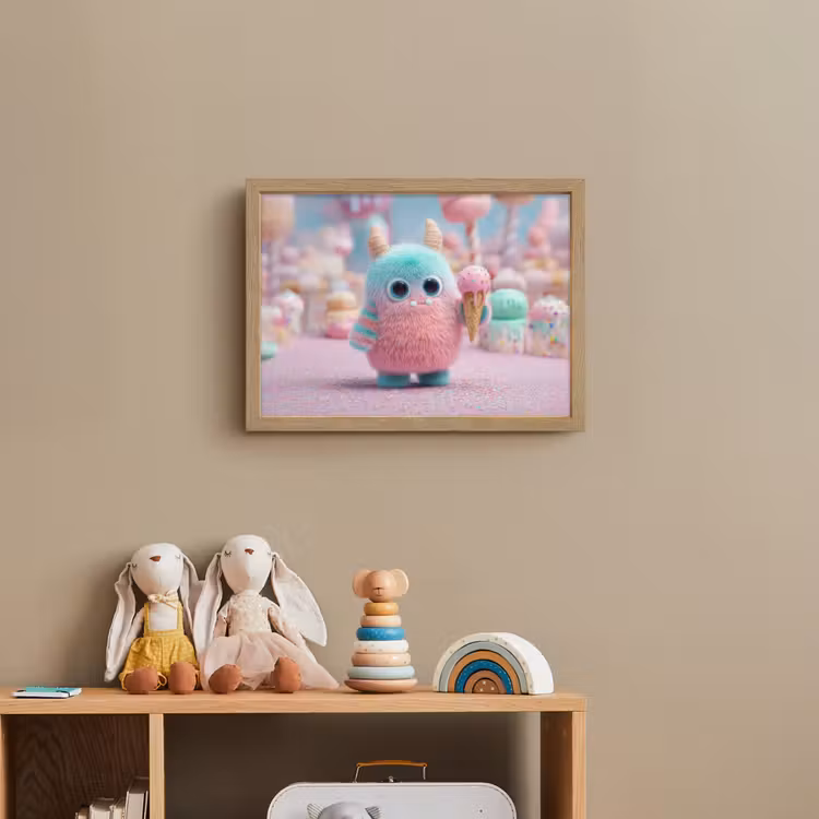 Monster - Pastel - Roze - Snoep Light Box met batterij (Wandlamp kind) middel -sfeer2_kind