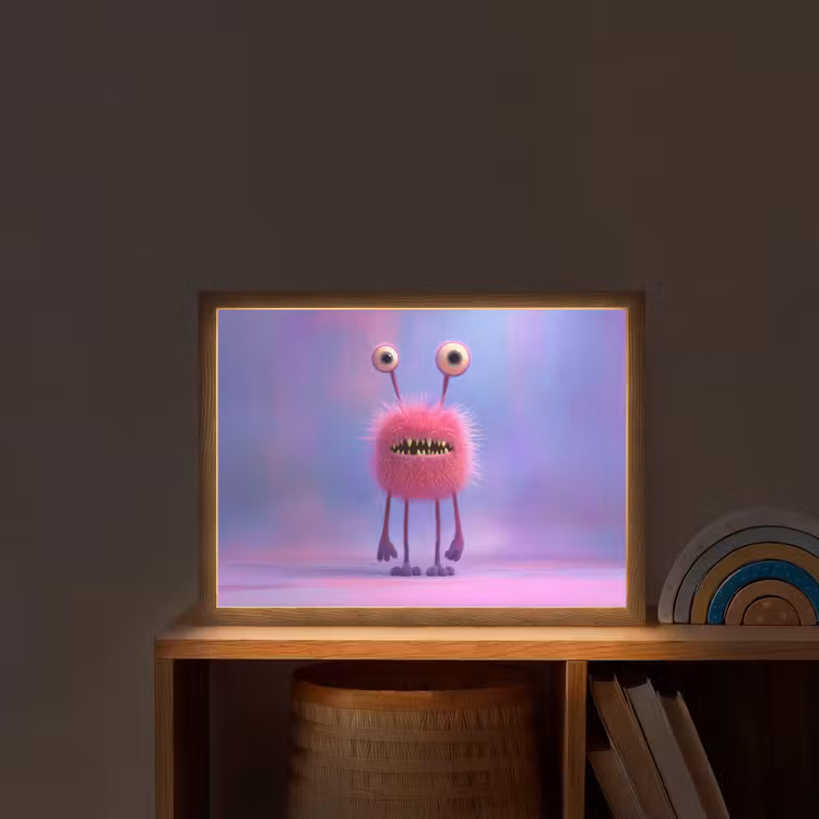 Monster - Roze - Paars Light Box met batterij (Wandlamp kind) middel -sfeer1_kind