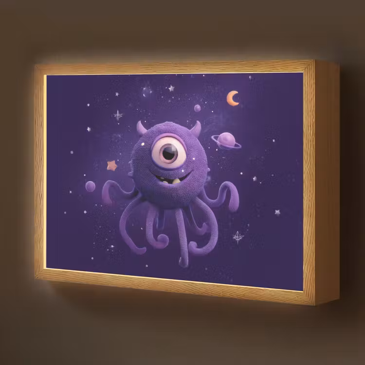 Monster - Paars - Ruimte Light Box met batterij (Wandlamp kind) middel -z3d_website