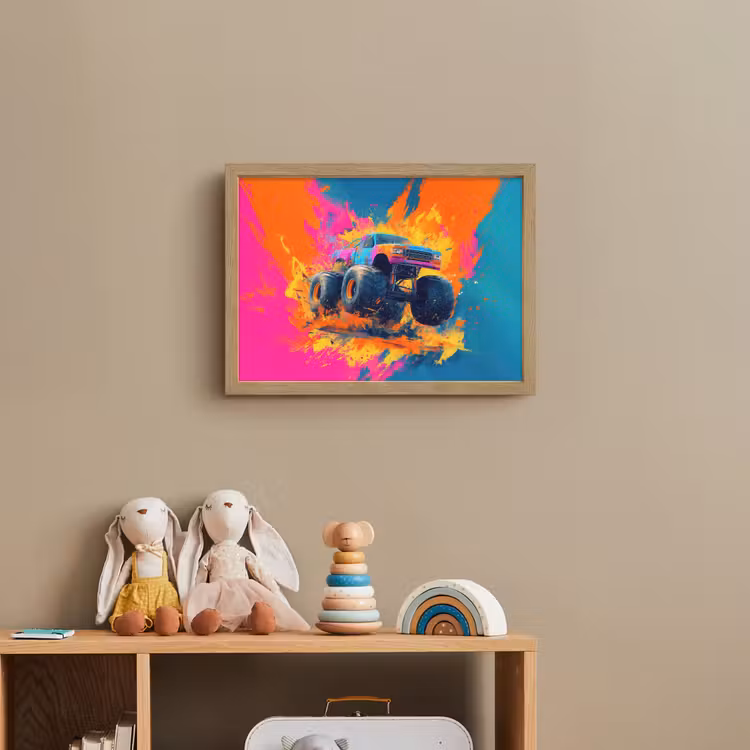 Monstertruck - Abstract - Verfspatten - Kleurrijk Light Box met batterij (Wandlamp kind) middel -sfeer2_kind