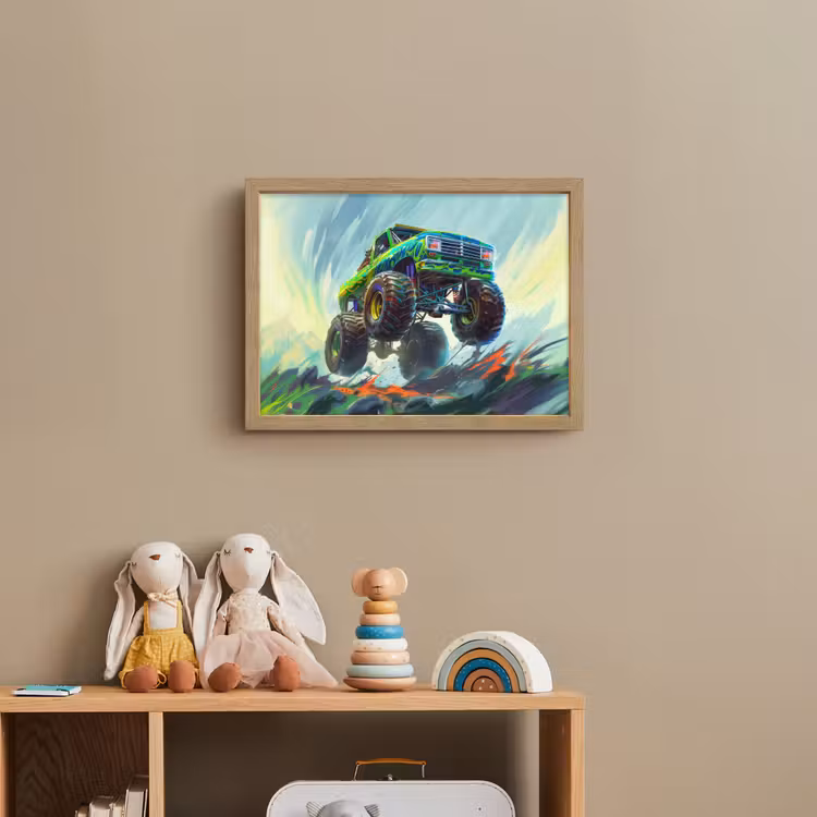 Monstertruck - Auto - Jongens - Groen Light Box met batterij (Wandlamp kind) middel -sfeer2_kind