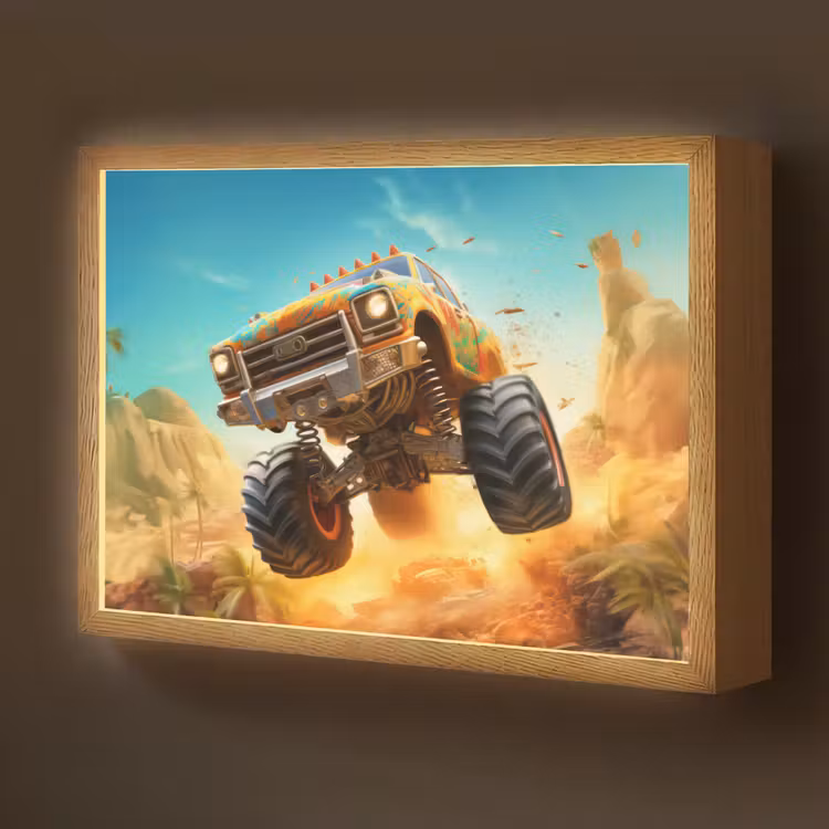 Monstertruck - Kind - Jongen - Auto Light Box met batterij (Wandlamp kind) middel -z3d_website