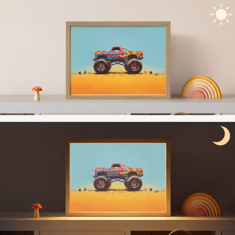 Monstertruck - Graffiti - Jongens - Auto Light Box met batterij (Wandlamp kind) middel -sfeer3_kind