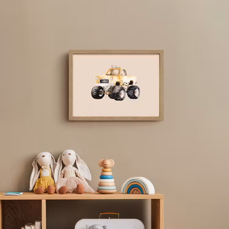 Monstertruck - Geel - Beige Light Box met batterij (Wandlamp kind) middel -sfeer2_kind