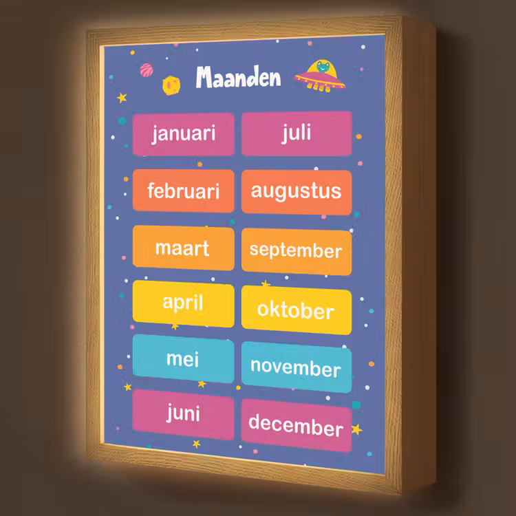 Maanden - Educatief - Leren voor kinderen - Ruimte Light Box met batterij (Wandlamp kind) middel -z3d_website