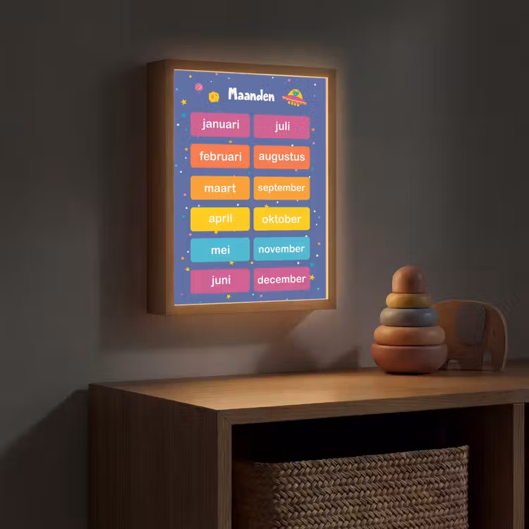 Maanden - Educatief - Leren voor kinderen - Ruimte Light Box met batterij (Wandlamp kind) middel -sfeer5_kind