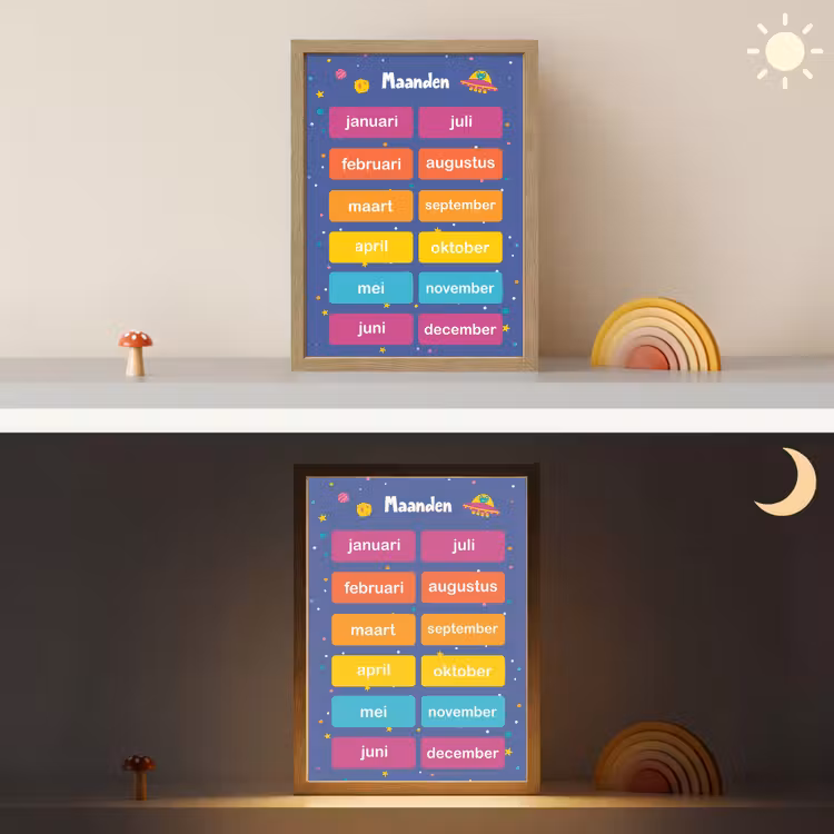 Maanden - Educatief - Leren voor kinderen - Ruimte Light Box met batterij (Wandlamp kind) middel -sfeer3_kind