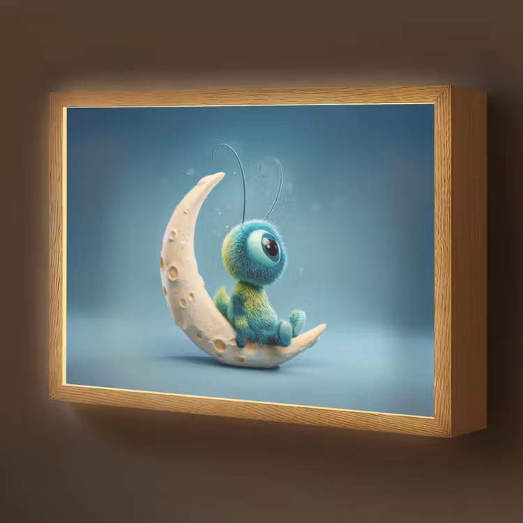 Maan - Ruimtewezen - Blauw Light Box met batterij (Wandlamp kind) middel -z3d_website