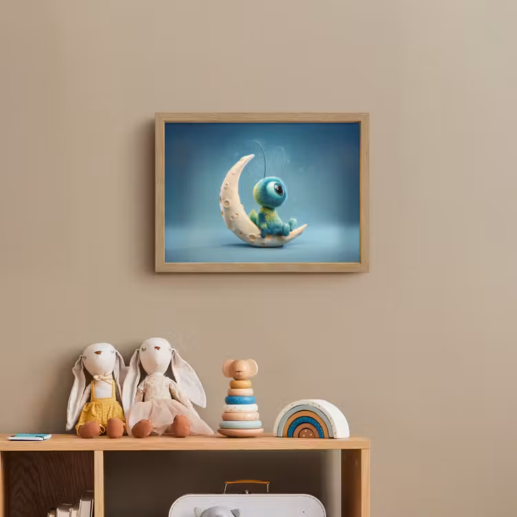 Maan - Ruimtewezen - Blauw Light Box met batterij (Wandlamp kind) middel -sfeer2_kind