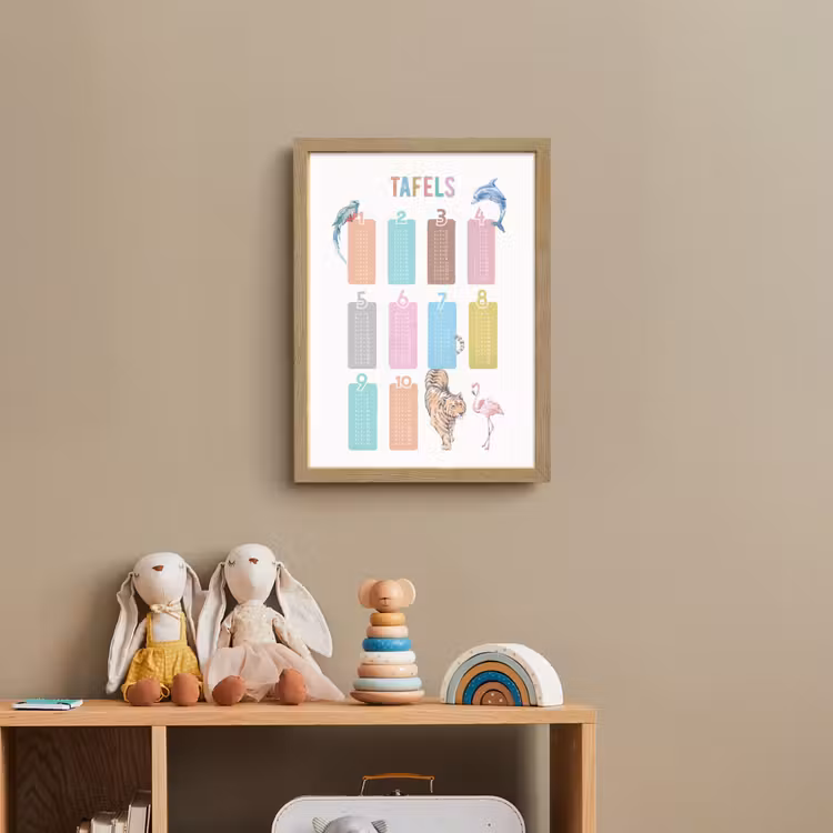 Tafels van vermenigvuldiging - Leren rekenen voor kinderen - Getallen oefenen - Dieren Light Box met batterij (Wandlamp kind) middel -sfeer2_kind