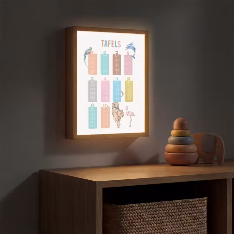 Tafels van vermenigvuldiging - Leren rekenen voor kinderen - Getallen oefenen - Dieren Light Box met batterij (Wandlamp kind) middel -sfeer5_kind