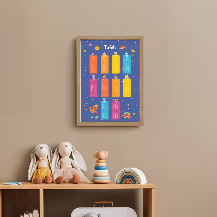 Tafels van vermenigvuldiging - Leren rekenen voor kinderen - Getallen oefenen - Ruimte Light Box met batterij (Wandlamp kind) middel -sfeer2_kind