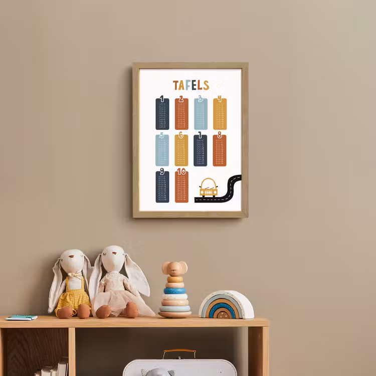 Tafels van vermenigvuldiging - Leren rekenen voor kinderen - Getallen oefenen - Cijfers - Auto Light Box met batterij (Wandlamp kind) middel -sfeer2_kind