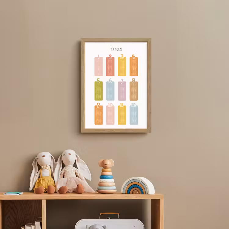 Tafels van vermenigvuldiging - Leren rekenen voor kinderen - Getallen oefenen - Cijfers - Kleuren Light Box met batterij (Wandlamp kind) middel -sfeer2_kind
