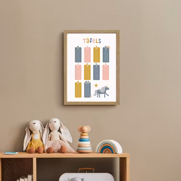 Tafels van vermenigvuldiging - Leren rekenen voor kinderen - Getallen oefenen - Cijfers - Eenhoorn Light Box met batterij (Wandlamp kind) middel -sfeer2_kind