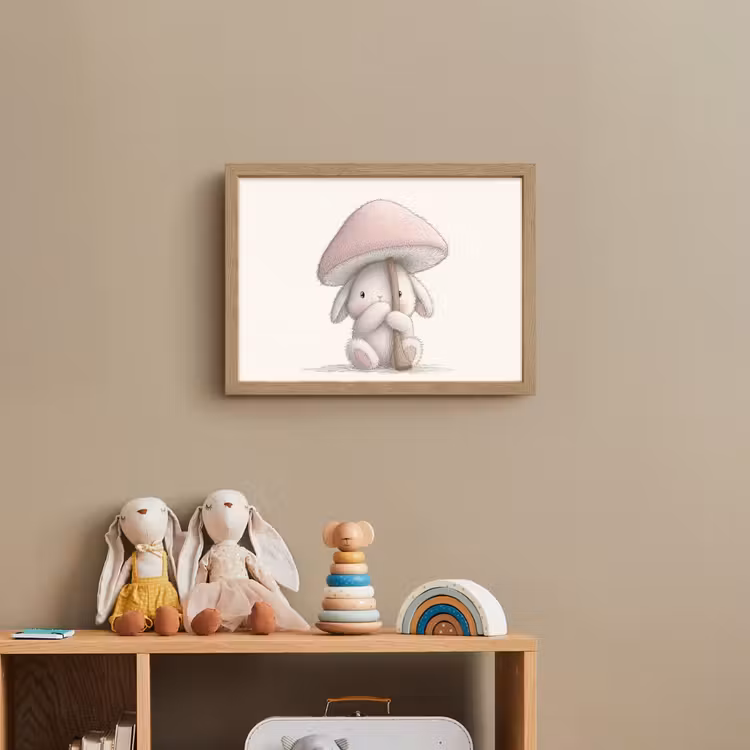 Paddenstoel - Konijn - Roze Light Box met batterij (Wandlamp kind) middel -sfeer2_kind