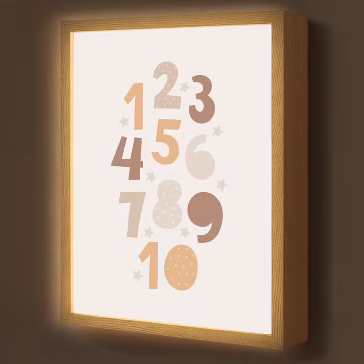 Getallen - Educatief - Leren tellen - Cijfers oefenen voor kinderen - Pastel kleuren Light Box met batterij (Wandlamp kind) middel -z3d_website