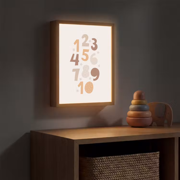 Getallen - Educatief - Leren tellen - Cijfers oefenen voor kinderen - Pastel kleuren Light Box met batterij (Wandlamp kind) middel -sfeer5_kind