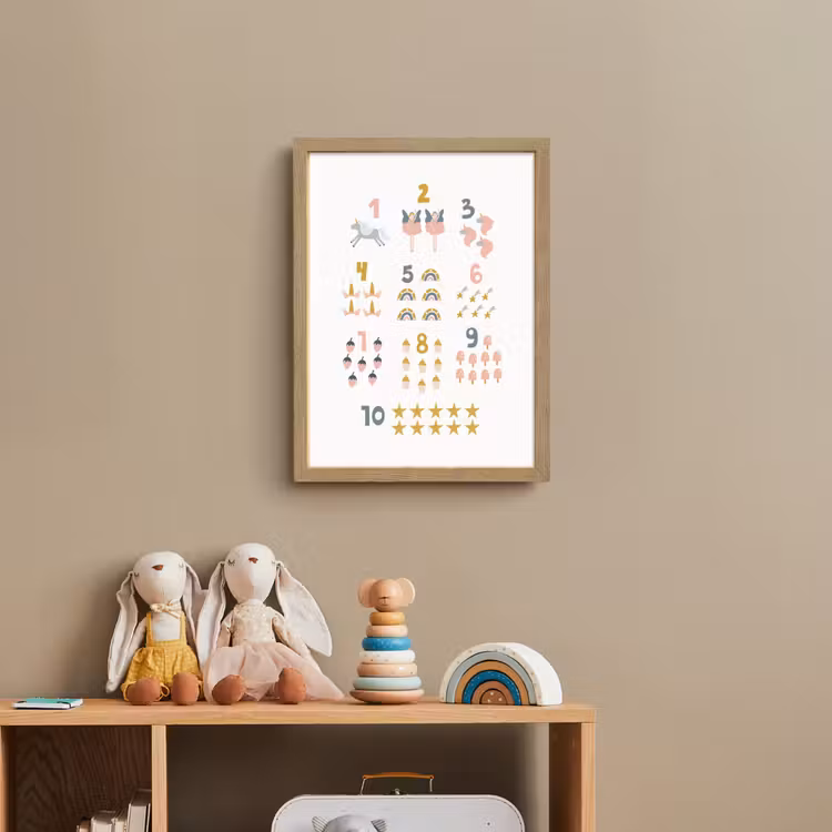 Getallen - Educatief - Leren tellen - Cijfers oefenen voor kinderen - Roze - Eenhoorn - Regenboog Light Box met batterij (Wandlamp kind) middel -sfeer2_kind
