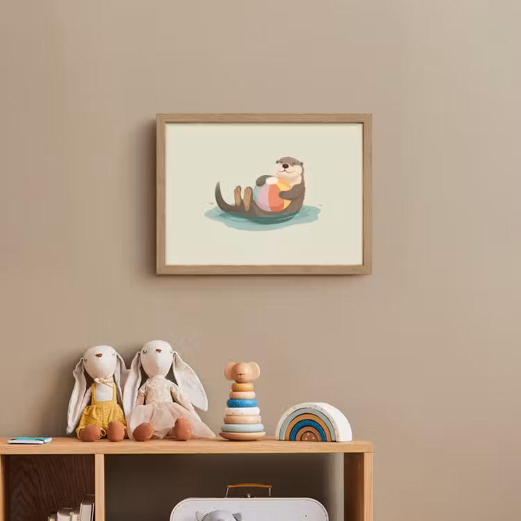 Otter - Strandbal - Kleurrijk Light Box met batterij (Wandlamp kind) middel -sfeer2_kind