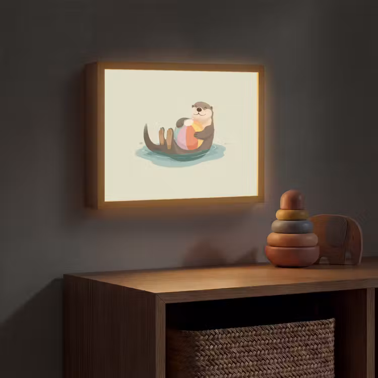 Otter - Strandbal - Kleurrijk Light Box met batterij (Wandlamp kind) middel -sfeer5_kind