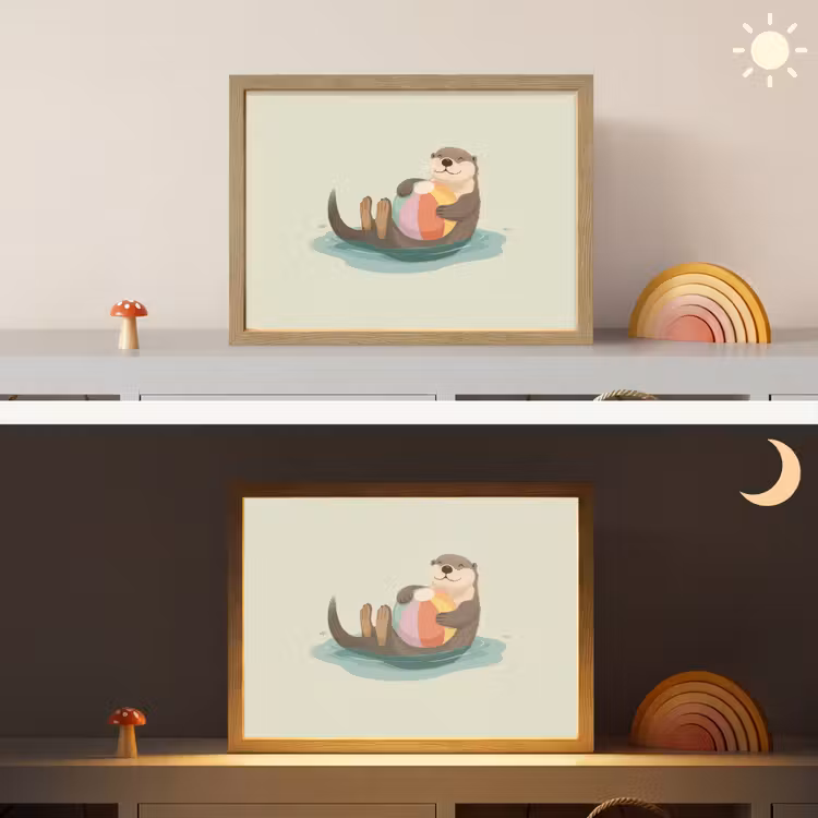 Otter - Strandbal - Kleurrijk Light Box met batterij (Wandlamp kind) middel -sfeer3_kind