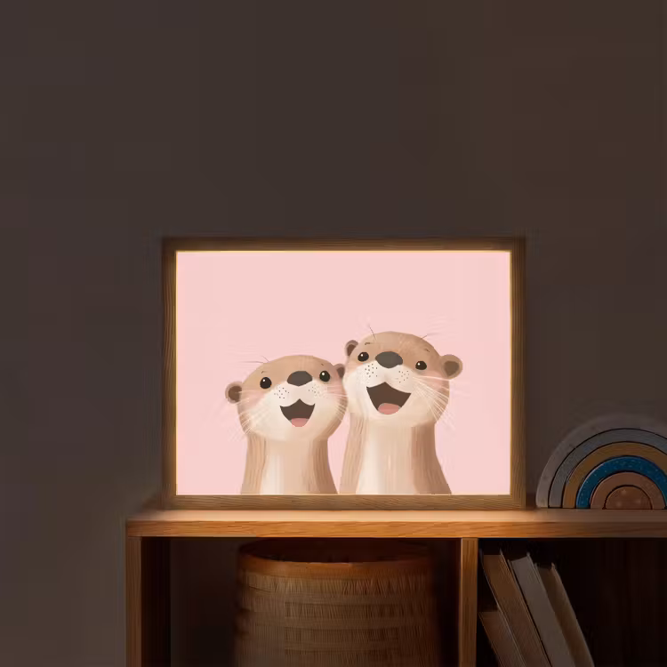 Otters - Glimlach - Bruin Light Box met batterij (Wandlamp kind) middel -sfeer1_kind
