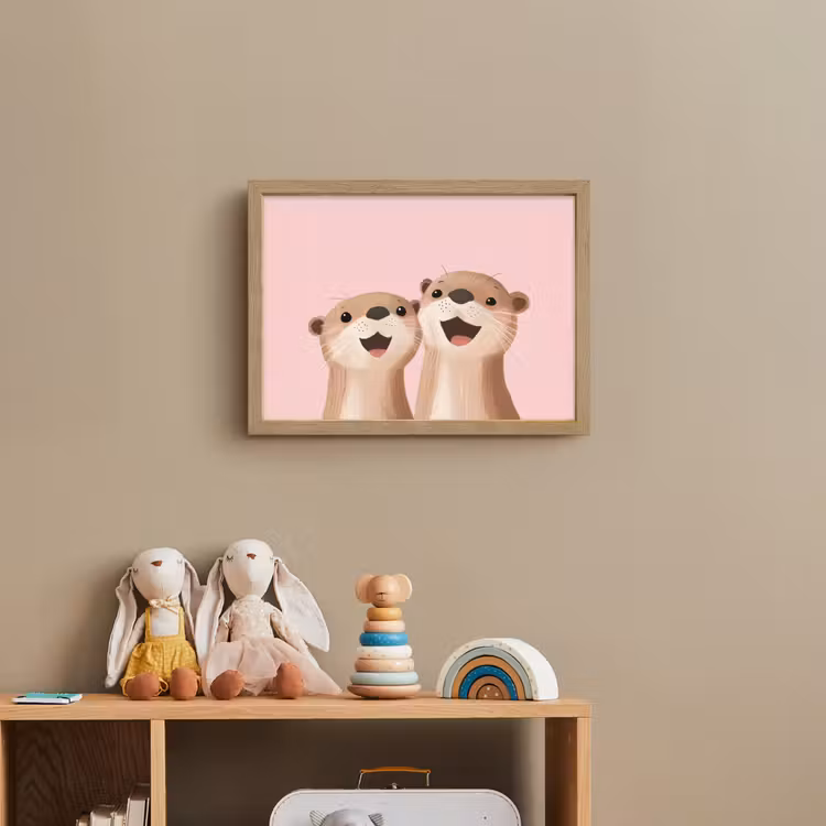 Otters - Glimlach - Bruin Light Box met batterij (Wandlamp kind) middel -sfeer2_kind