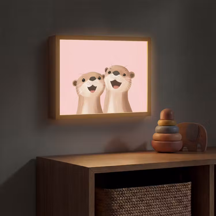 Otters - Glimlach - Bruin Light Box met batterij (Wandlamp kind) middel -sfeer5_kind