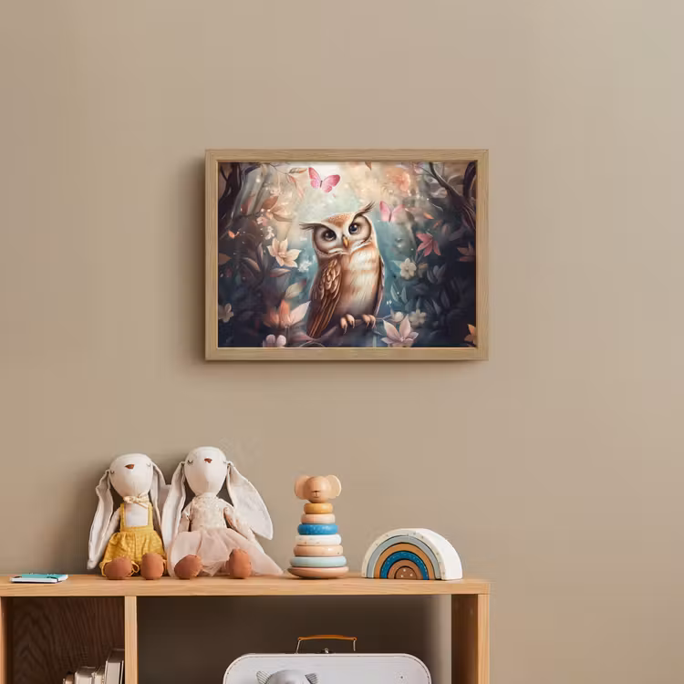 Uil - Bos - Bloemen - Vlinders Light Box met batterij (Wandlamp kind) middel -sfeer2_kind