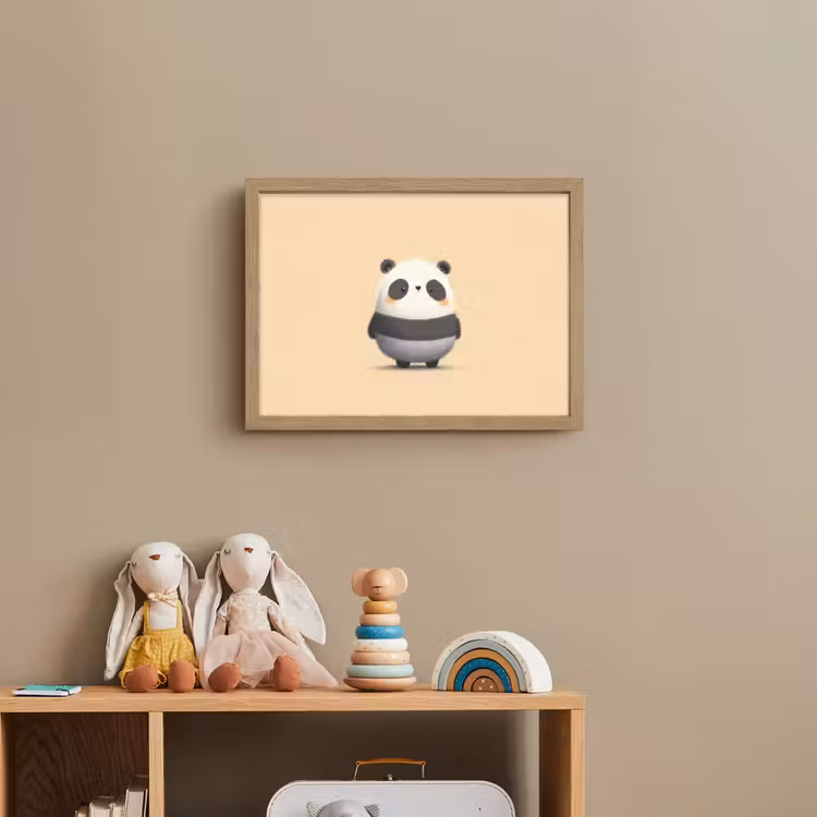 Panda - Beige - Minimalistisch Light Box met batterij (Wandlamp kind) middel -sfeer2_kind