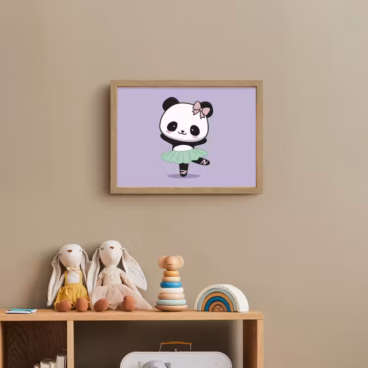 Panda - Paars - Sierlijk - Kawaii Light Box met batterij (Wandlamp kind) middel -sfeer2_kind