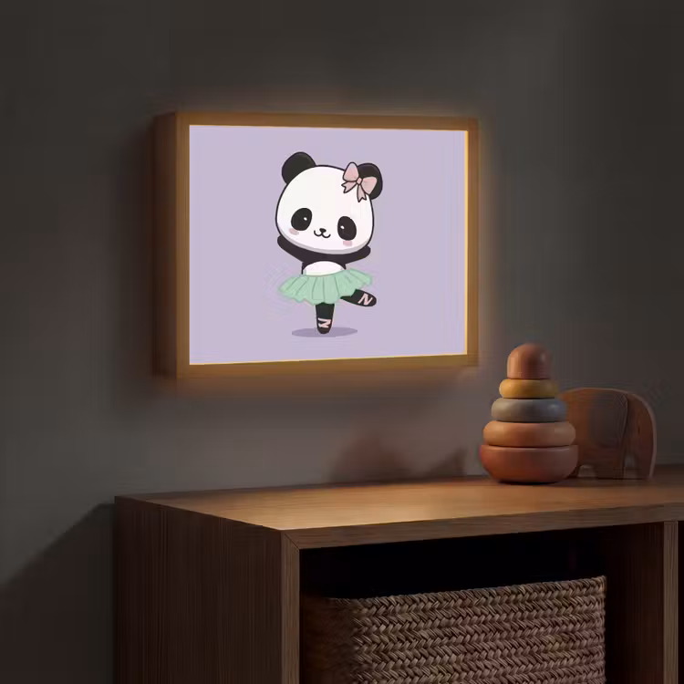 Panda - Paars - Sierlijk - Kawaii Light Box met batterij (Wandlamp kind) middel -sfeer5_kind