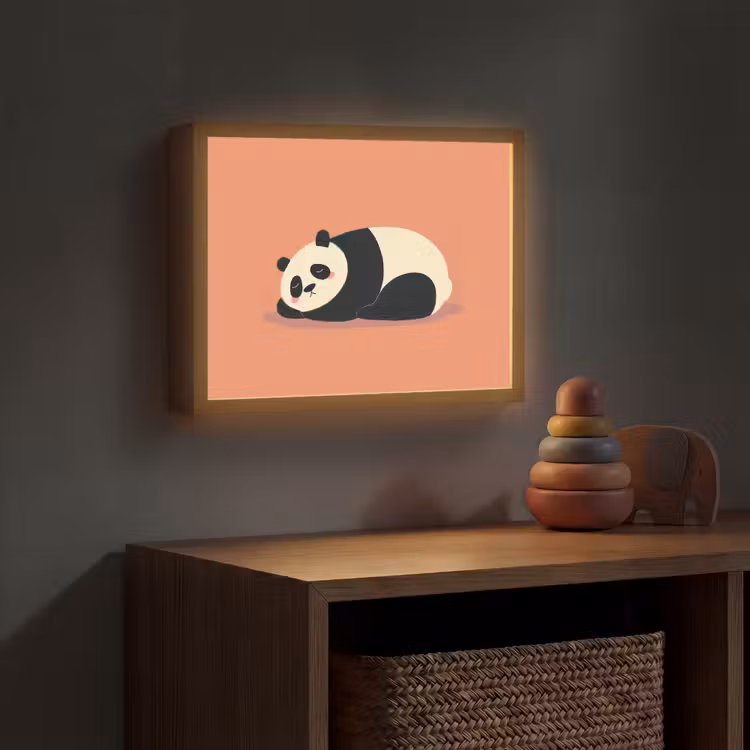 Panda - Slaap - Oranje Light Box met batterij (Wandlamp kind) middel -sfeer5_kind