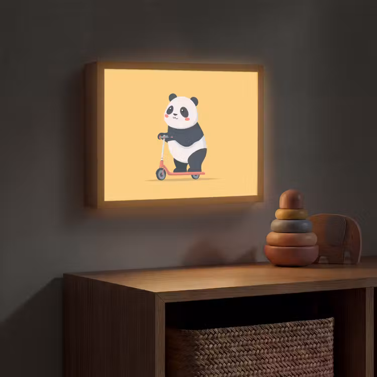 Panda - Step - Geel Light Box met batterij (Wandlamp kind) middel -sfeer5_kind