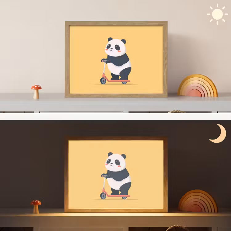 Panda - Step - Geel Light Box met batterij (Wandlamp kind) middel -sfeer3_kind