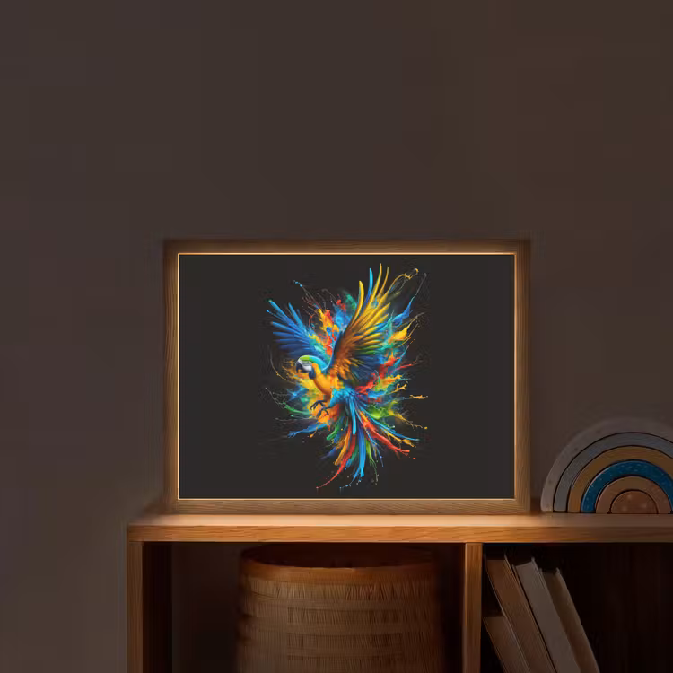 Papegaai - Vogel - Dier - Kleurrijk - Verf Light Box met batterij (Wandlamp kind) middel -sfeer1_kind