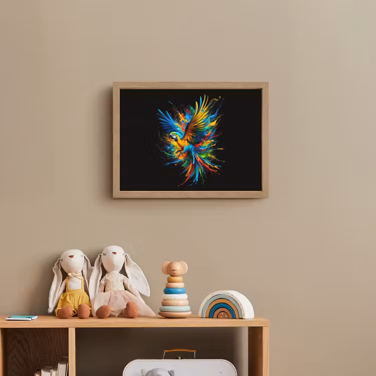 Papegaai - Vogel - Dier - Kleurrijk - Verf Light Box met batterij (Wandlamp kind) middel -sfeer2_kind