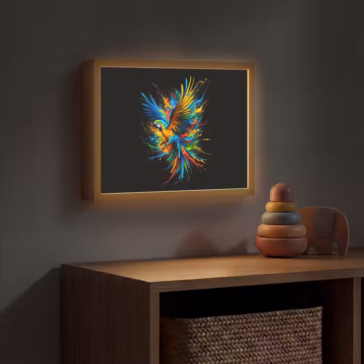 Papegaai - Vogel - Dier - Kleurrijk - Verf Light Box met batterij (Wandlamp kind) middel -sfeer5_kind
