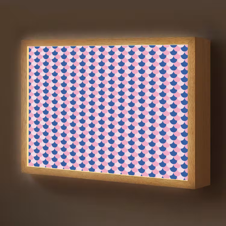Patroon - Schubben - Blauw - Roze Light Box met batterij (Wandlamp kind) middel -z3d_website