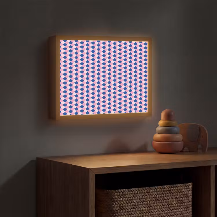 Patroon - Schubben - Blauw - Roze Light Box met batterij (Wandlamp kind) middel -sfeer5_kind