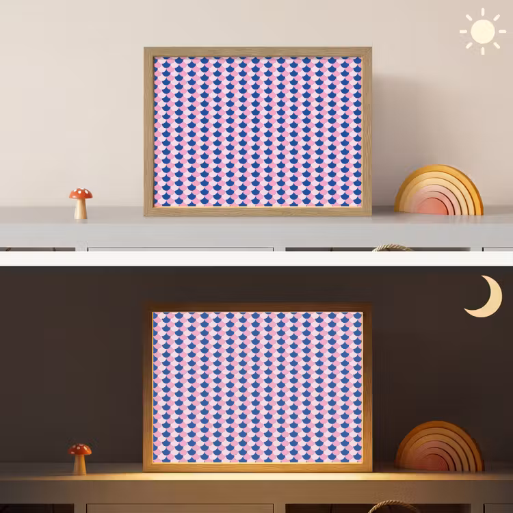 Patroon - Schubben - Blauw - Roze Light Box met batterij (Wandlamp kind) middel -sfeer3_kind