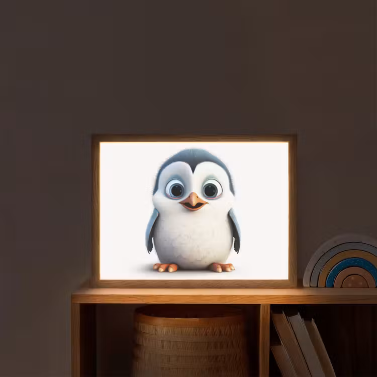 Pinguïn - Dieren - Meisjes - Kind - Jongens Light Box met batterij (Wandlamp kind) middel -sfeer1_kind