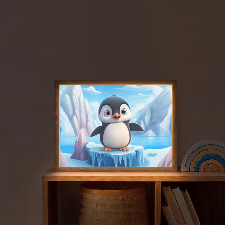 Pinguïn - Meisjes - Pooldieren - Kinderen Light Box met batterij (Wandlamp kind) middel -sfeer1_kind