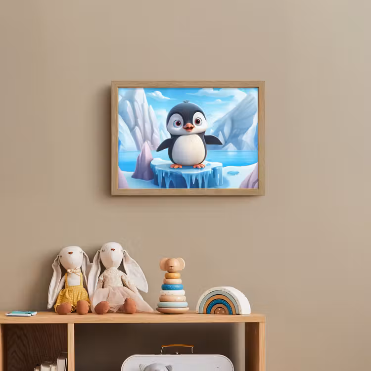 Pinguïn - Meisjes - Pooldieren - Kinderen Light Box met batterij (Wandlamp kind) middel -sfeer2_kind