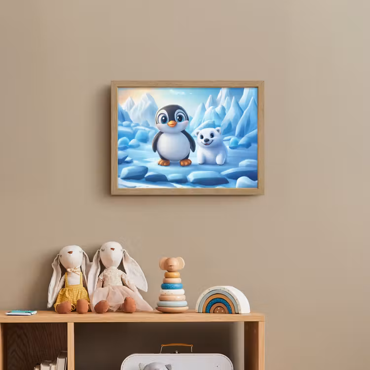 Pinguïn - IJsbeer - IJs - Sneeuw Light Box met batterij (Wandlamp kind) middel -sfeer2_kind
