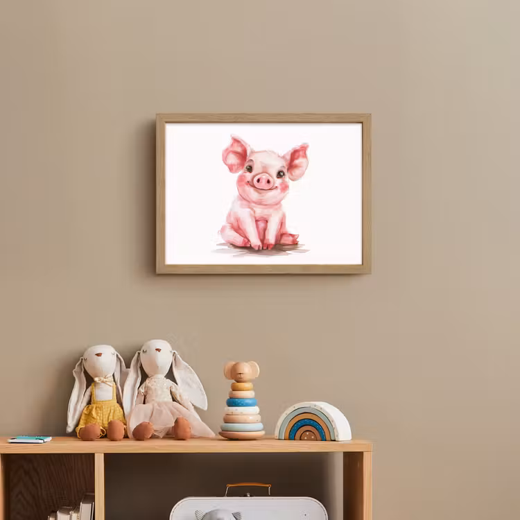 Varken - Roze - Baby dier - Boerderij dieren Light Box met batterij (Wandlamp kind) middel -sfeer2_kind