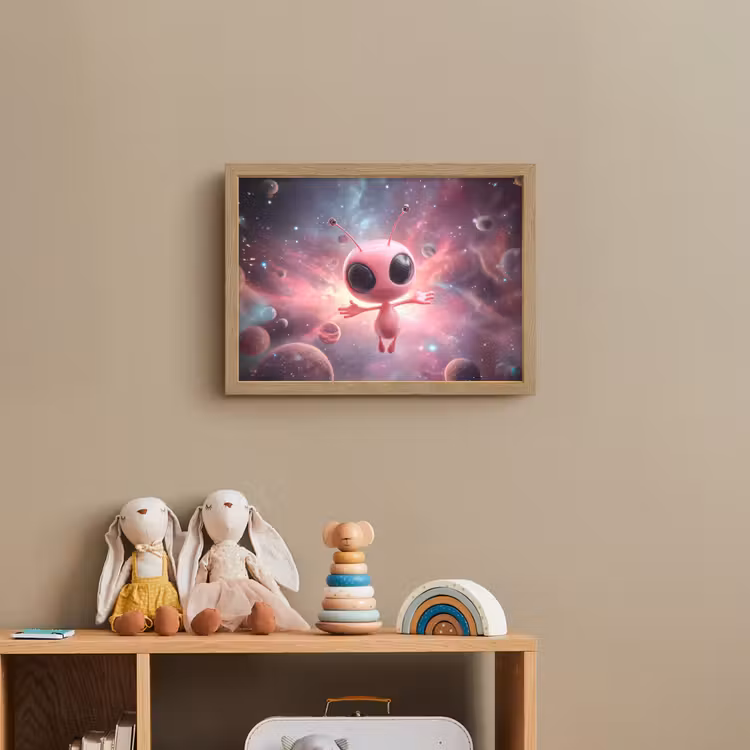 Roze - Alien - Planeten - Ruimte Light Box met batterij (Wandlamp kind) middel -sfeer2_kind