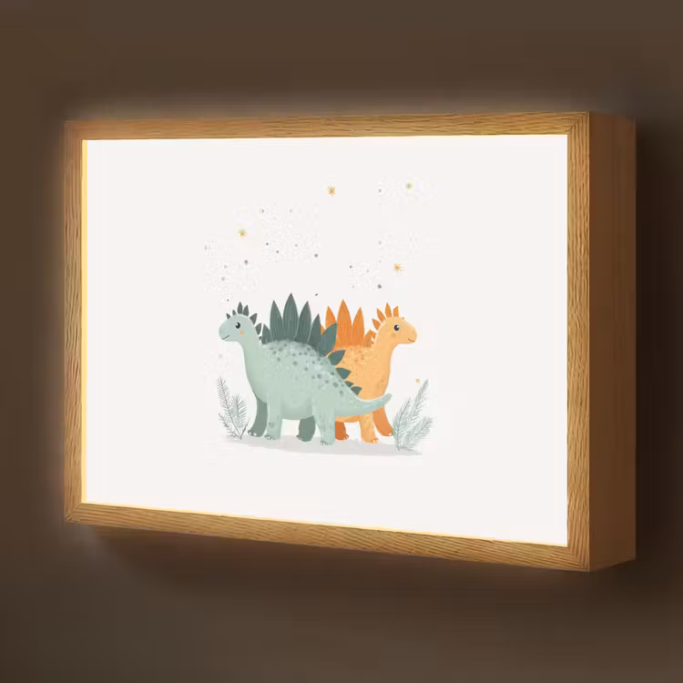 Planten - Sterren - Dinosaurussen - Oranje Light Box met batterij (Wandlamp kind) middel -z3d_website
