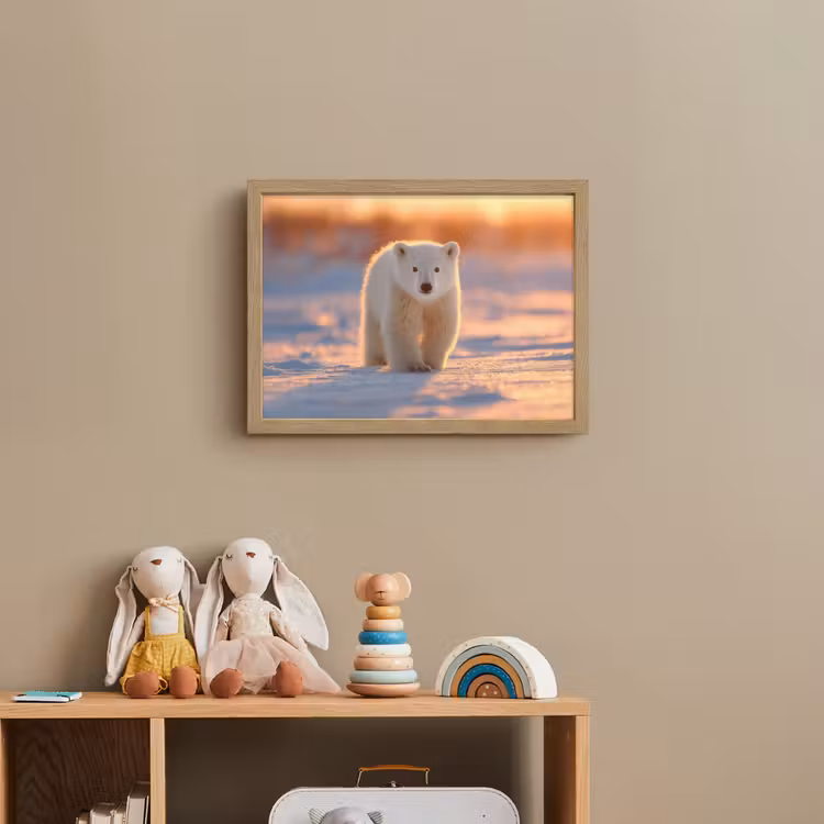 Ijsbeer - Sneeuw - Zonsopgang Light Box met batterij (Wandlamp kind) middel -sfeer2_kind